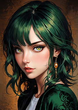Anime Girl with Green Hair - Juliet