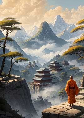 Monk in Mountain Temple
