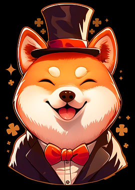 Smiling Shiba Inu in Top Hat