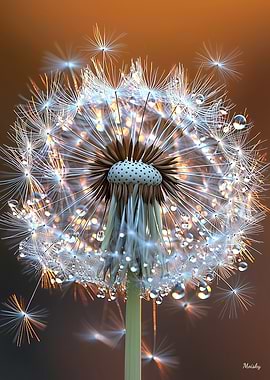 Dewy Dandelion Close-Up