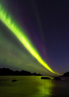 Northern Lights Over Water