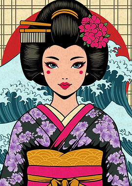 Geisha with Cherry Blossoms