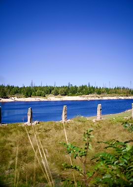 Lake and Stone Pillars