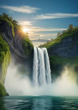 Waterfall Sunset