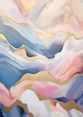 Abstract Gold & Pastel Painting