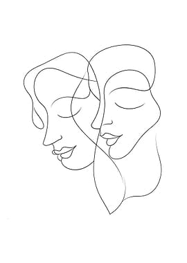 Line Art Couple Portrait