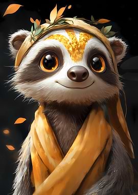 Cute Raccoon in Golden Wrap