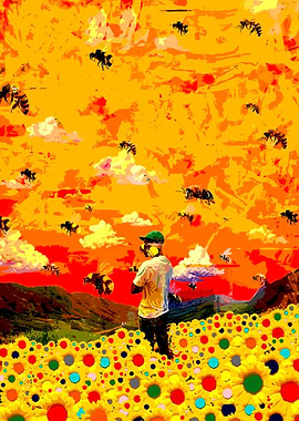 Man in Field of Bees