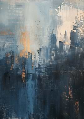 Abstract Blue and Gold Painting