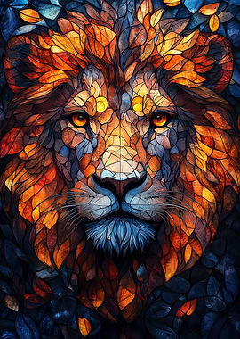 Stained Glass Lion