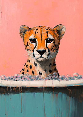 Cheetah in a Bubble Bath