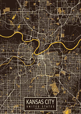 Kansas City Map USA Pastel