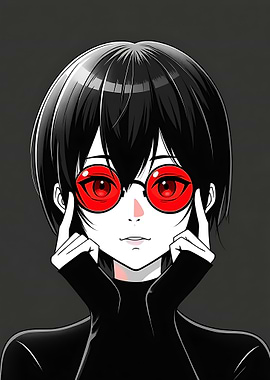 Anime Girl with Red Glasses