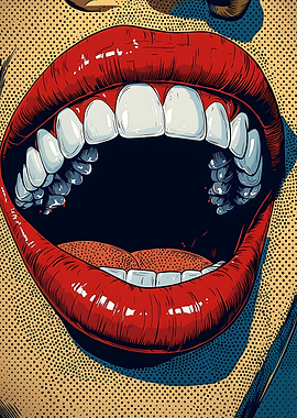 Pop Art Red Lips Smile