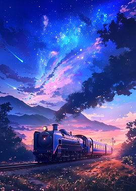 Train Under Starry Sky