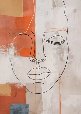 Line Art Face Abstract