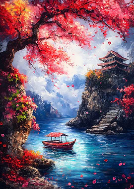 Japanese Pagoda Landscape