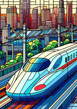 Tokyo Bullet Train Shinkansen Japanese Cityscape