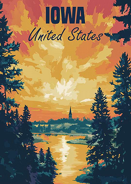 Iowa Sunset Landscape Poster