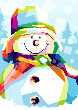 Smiling Snowman Pop Art