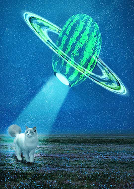 Watermelon Planet & Cat