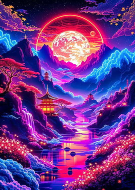 Neon Japanese Landscape
