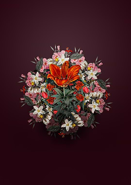 Floral Blood Red Lily Wreath Arrangement with Lily