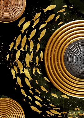 Gold Fish Abstract Art