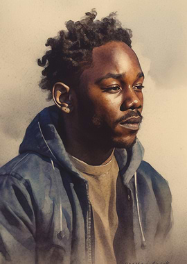 Kendrick Lamar Watercolor Portrait