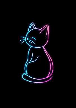 Neon Cat Illustration