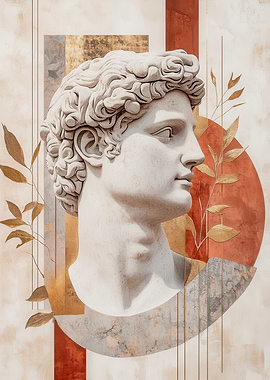 Marble Bust with Gold Accents