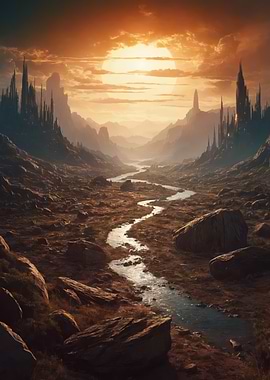 Fantasy River Valley Sunset
