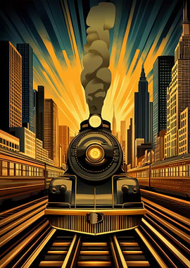 Steam Train Cityscape