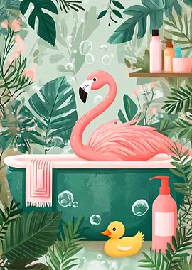 Flamingo Bath Time