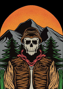 Skeleton Hiker Illustration
