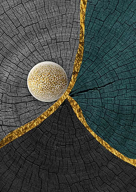 Gold & Wood Abstract Art