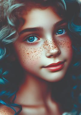Blue-Eyed Girl with Freckles