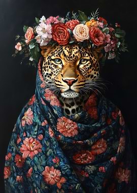 Leopard with Floral Crown