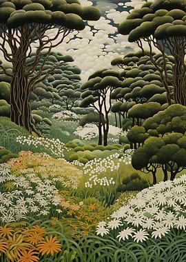 Forest Glade with Flowers