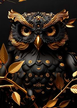 Golden Owl Sculpture