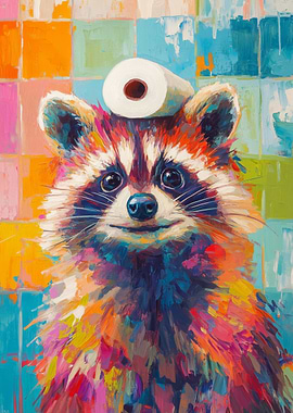 Raccoon with Toilet Paper