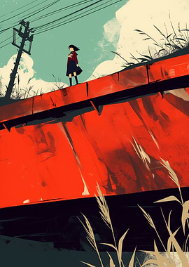 Girl on Red Roof