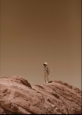 Futuristic Astronaut on Mars