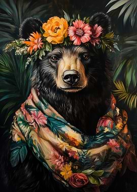 Floral Bear Portrait