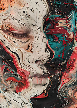 Abstract Face in Swirls