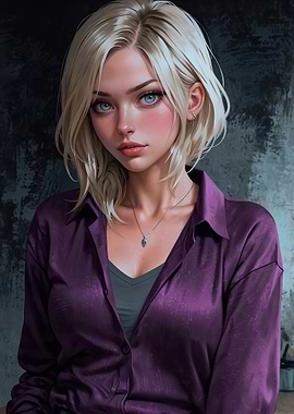 Blonde Woman in Purple Shirt - Lexie