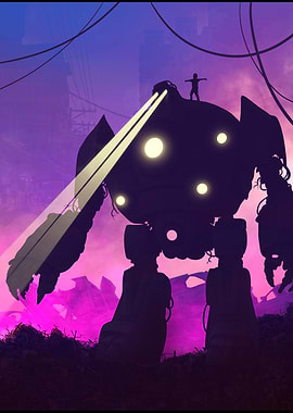 Giant Purple Futuristic Robot
