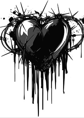 Black Heart with Barbed Wire