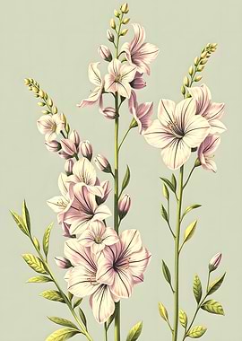 Pink Vintage Delphinium Blooms