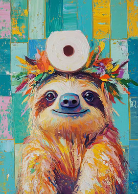 Sloth with Toilet Paper Crown
